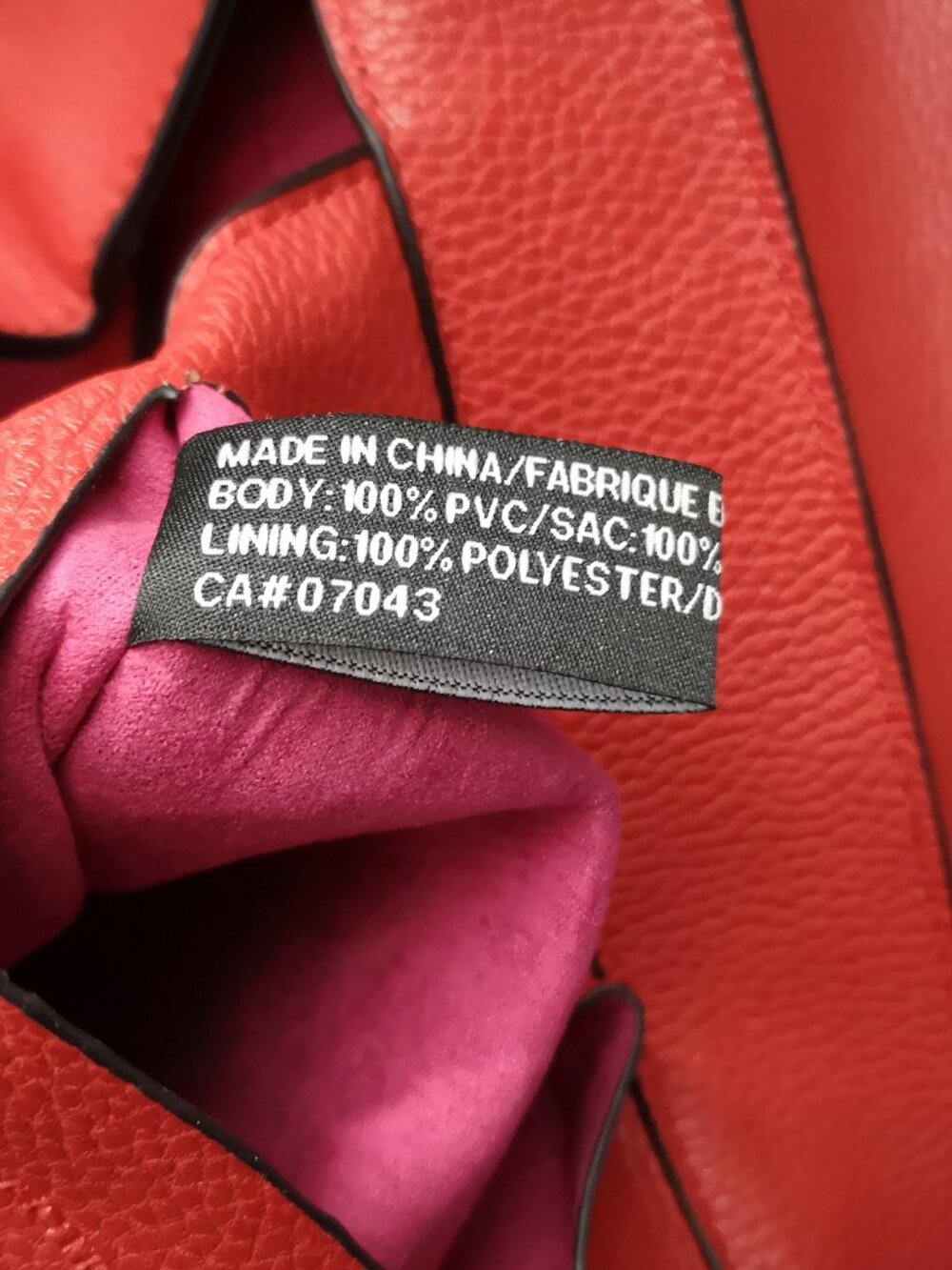 French Connection Red Faux Leather Pebble Finish Magnetic Closure Backpack Lined - Picture 5 of 10